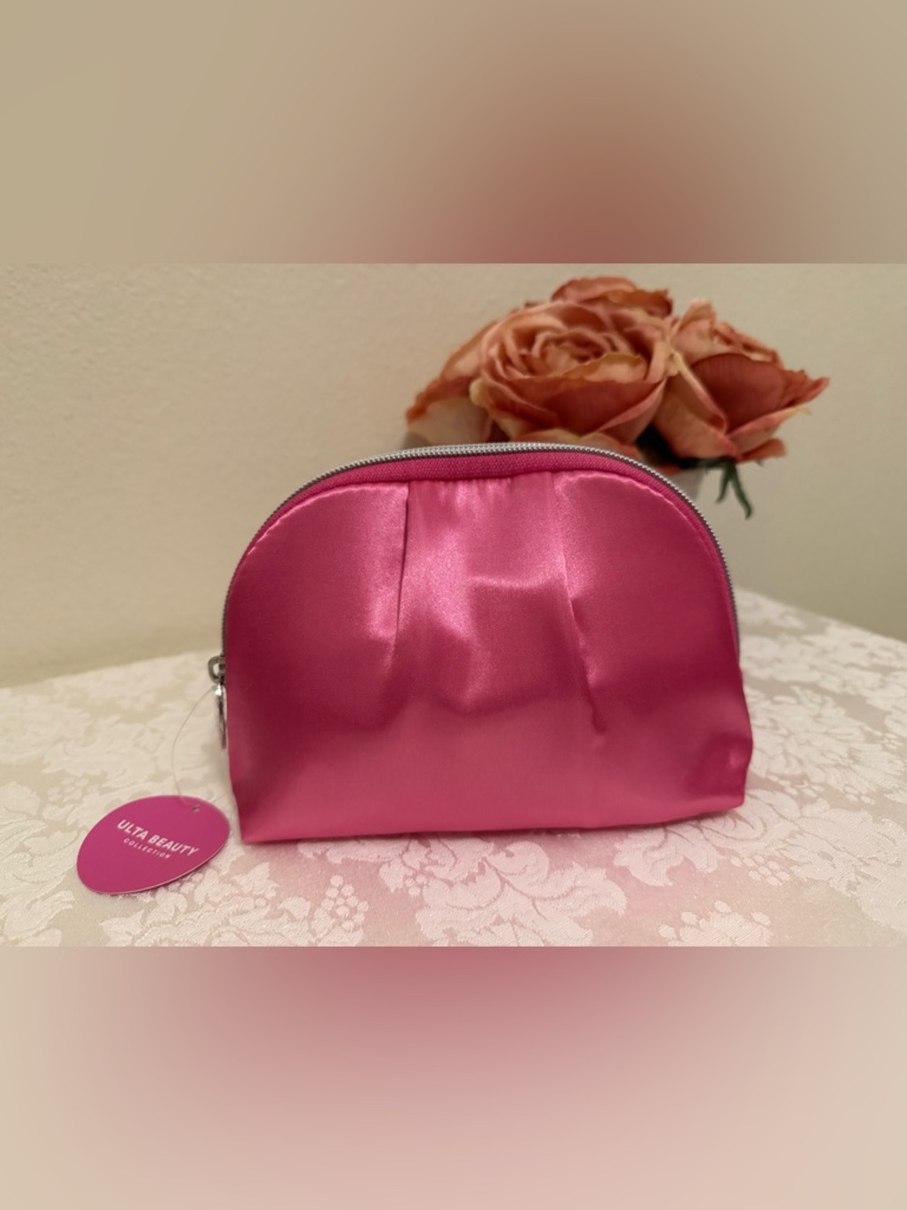 Travel Makeup Ulta Beauty with Pink Satin Cosmetic Pouch NWT - Picture 12 of 12